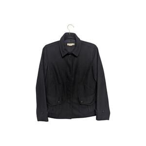 Y2K J. Crew Wool Moto Jacket Full Zip Womens Small Black Retro Minimalist Coat